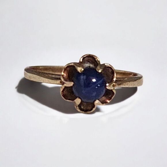 Vintage 10K Gold Blue Star Sapphire Ring (6.5) - Picture 1 of 13
